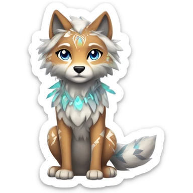 Fionbri-Falvie-sparkle-greywolf-sona with shiny colorful tribal markings full body sticker