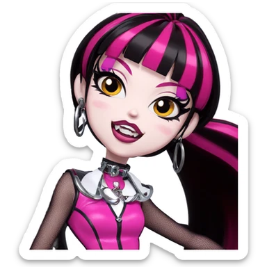 colorful girl with fangs sticker