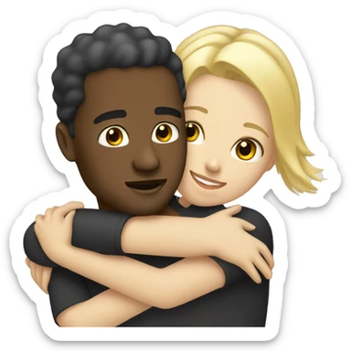Black man hugging a white blond women sticker