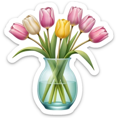 pastel tulips in glass vase sticker