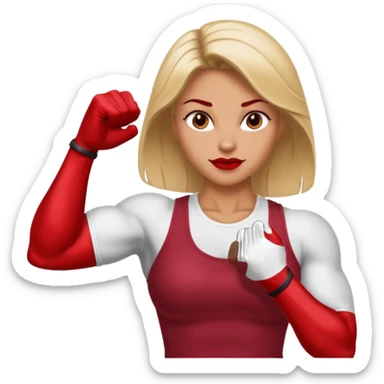Woman with muscular arms and a manicured hand in a fist sticker
