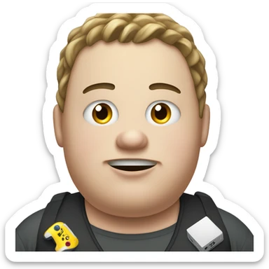 Fat kid with pimples playing video games on a computer sticker