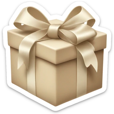 beige gift box white bow ribbon sticker