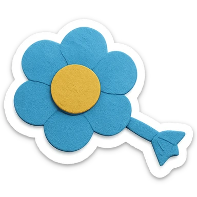 blue flower-shaped candy, isolated on a transparent background, paper craft style sticker
