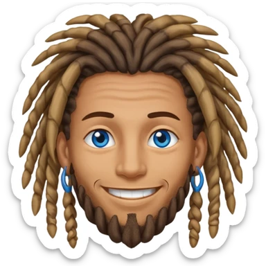 Hippie man smiling with blue eyes and dreadlocks sticker