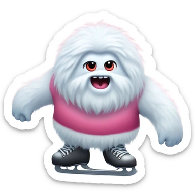 fat rainbow pink red yeti ice skating  sticker