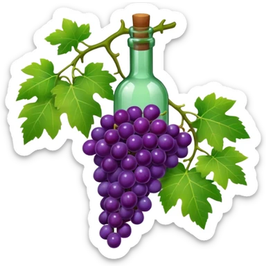 Grapes vine bottle sticker