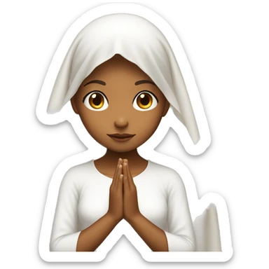 Caramel skin Girl praying for with white veil  sticker