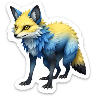  Cool Edgy blue-yellow-black-gradient ethereal badass Fionbri-Vernid-Trico-animal-creature full body  sticker