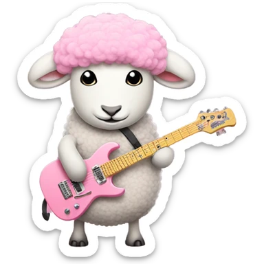 Sheep plays pastel Pink electric guitar sticker