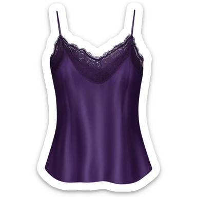 Realistic isolated side view of a dark purple silk lace camisole blouse. sticker
