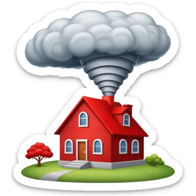 Tornado in storm with red home sticker