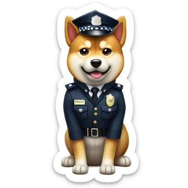 Shiba Inu dressed as a police  sticker
