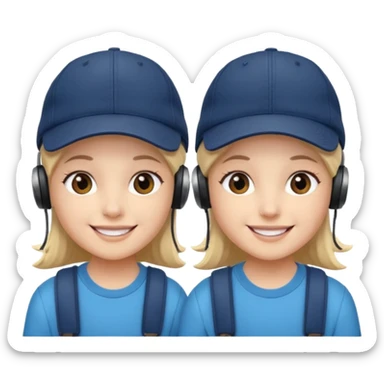 Make me a twins wearing a cap while listening to a song twin is 👯‍♀️ sticker