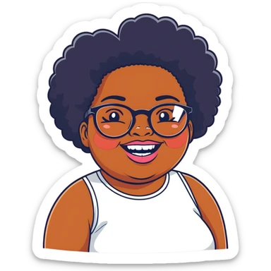 Fat black girl with gap tooth and glasses photographer natural hair sticker