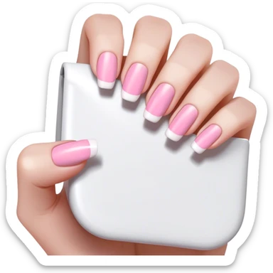 Fake nails that are squared and have a French tip  sticker