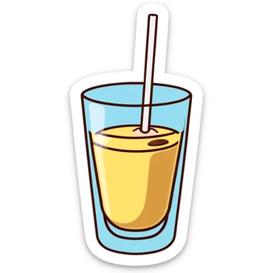 Glass of milk with Nesquik chocolate powder being mixed in sticker