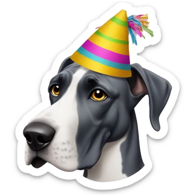 Great Dane with piñata hat sticker