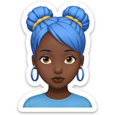 blue bun haired princess black girl sticker