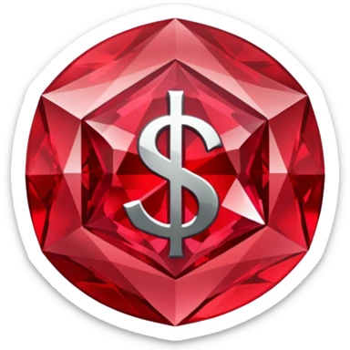 Red crystal with a $ drawn in the center of the crystal. sticker