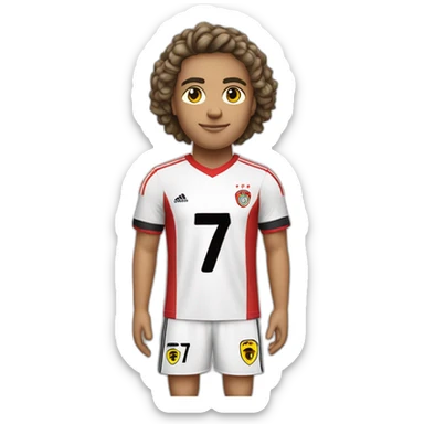 futbolista aleman de 23 con camiseta roja con el número 7 en la camiseta un solo 7 sticker