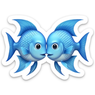 two pale blue fishes kissing sticker