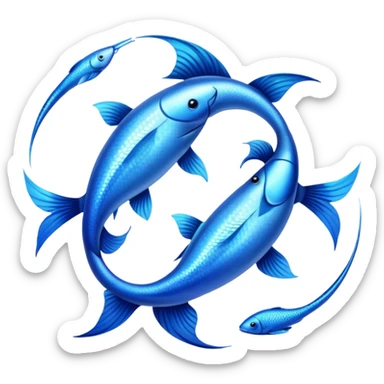 The zodiac symbol Pisces. Two fish in a reverse“yin-yang” formation. One fish’s head is facing the other fish’s tail, and vice versa forming a hoop sticker