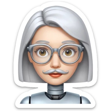 robotic woman with glasses mustache  sticker
