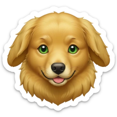 green dog extra furry golden retriever sticker