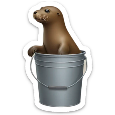 Brown Sea lion with bucket sticker