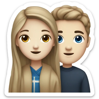 Korean girl(black eyes) with her norwegian boyfriend with blue eyes sticker