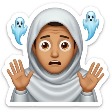 man seriously frightened by a hideous ghost  sticker