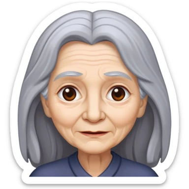 Old woman with very long gray hair sticker