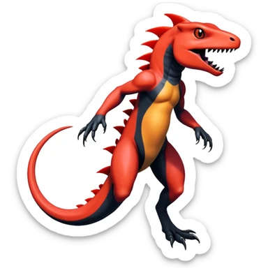 Colorful Dark Shiny Exotic Salandit-Guilmon-Quilava-Fakémon-hybrid-creature (full body)  sticker
