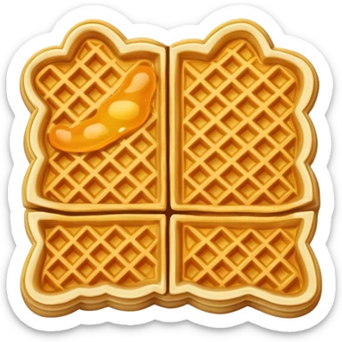 Hong Kong Egg Waffle bubble shaped golden pastry, simplified emoji style with bold outlines and bright colors, cartoon style Chinese street snack Gai Dan Jai sticker
