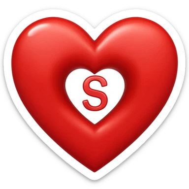 Love heart in red color and center s letter only sticker