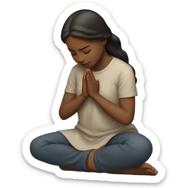 girl praying on knees sticker