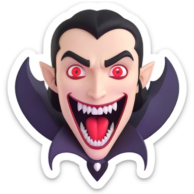 Vampire with sharp extended fangs sticker