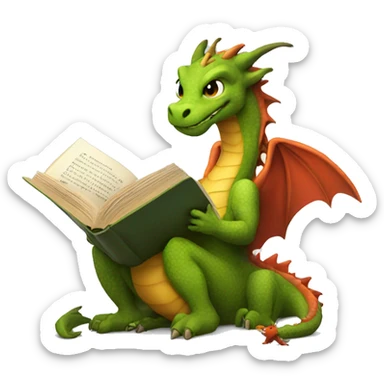 Dragon reading a book sticker