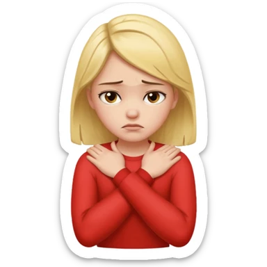 arms crossed holding neck sad but angry girl sticker