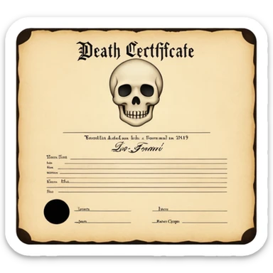 death certificate sticker