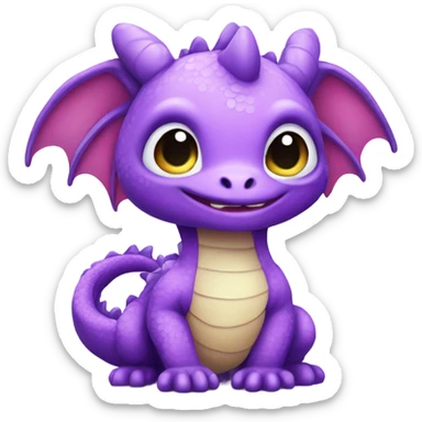 kawaii purple baby dragon  sticker