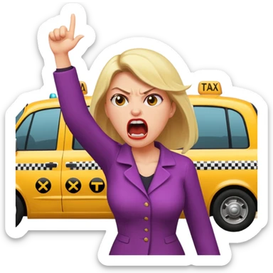 Women yelling angrily at a taxi  sticker