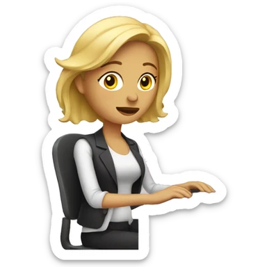 Blonde-tired-woman-at-computer-desk sticker