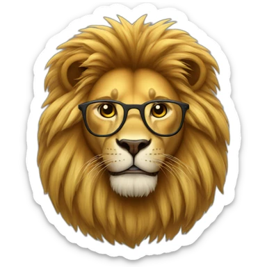 Lion with yellow fur brown mane and glasses sticker