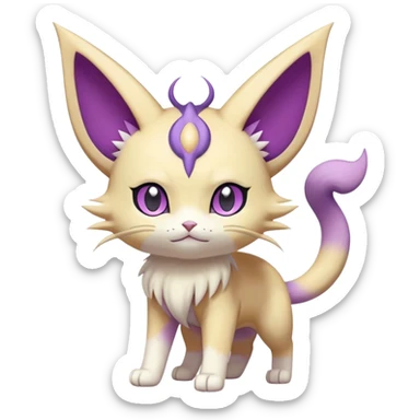 Meowth-Espeon-Skitty-Pokémon-Fakémon-hybrid-creature (full body) sticker