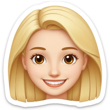 young adult woman with smile sticker