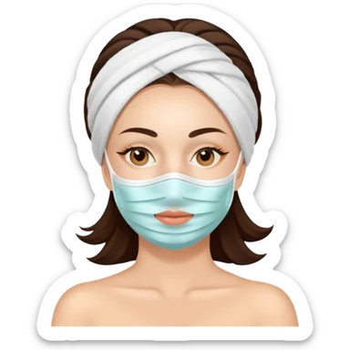 Lady with face mask spa beauty full face relaxing sticker