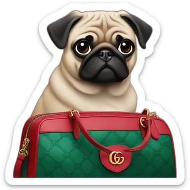PUG WEARING GUCCI BAG sticker