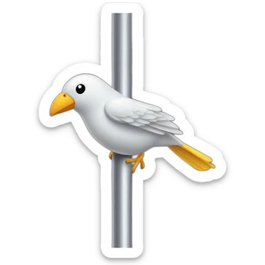 A bird flies into a pole sticker